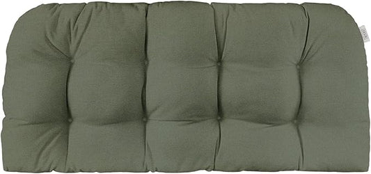 RSH DECOR Sunbrella Tufted Wicker Loveseat Cushion | 41” x 19" | Water and Fade-Resistant Performance Fabric | Outdoor Settee Cushion for Patio Furniture | Made in USA (Cast Sage Green)