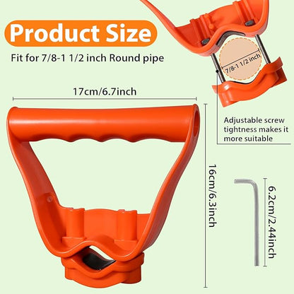 Labor-Saving Handle Tool for Lawn Leveling Rake Ergonomic Back-Saving Attachment for Garden Tools Universal Weed Eater Handle Replacement for Snow Shovels, Rakes, Lawn Trimmers, Orange