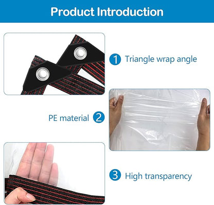 Clear Tarps with Grommets, 10x10FT with 1 Rolls Ropes Anti Tear Waterproof Tarps for Outdoors Clear Plant Covers for Covering Firewood Piles Patio Furniture Dog or Chicken Coops