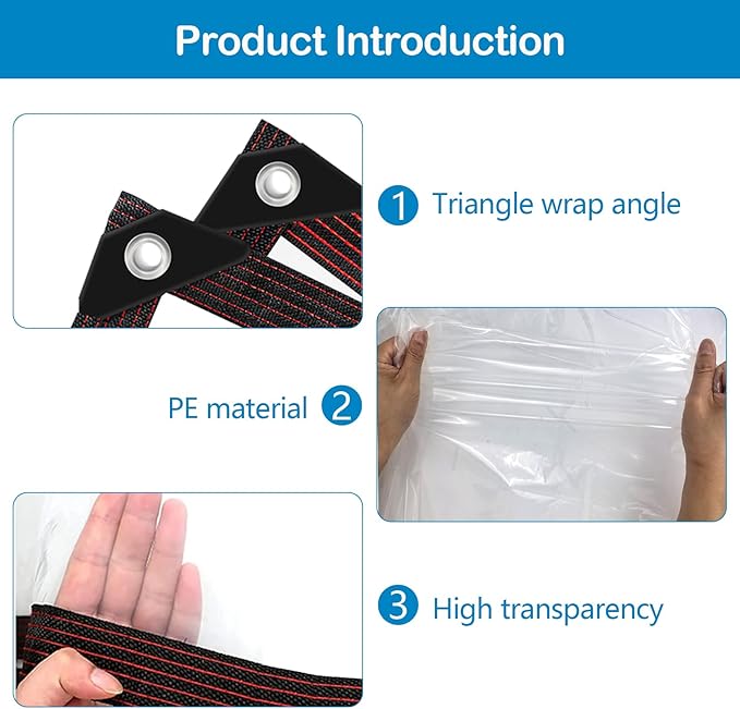 Clear Tarps with Grommets, 6x6FT with 1 Rolls Ropes Anti Tear Waterproof Tarps for Outdoors Clear Plant Covers for Covering Firewood Piles Patio Furniture Dog or Chicken Coops