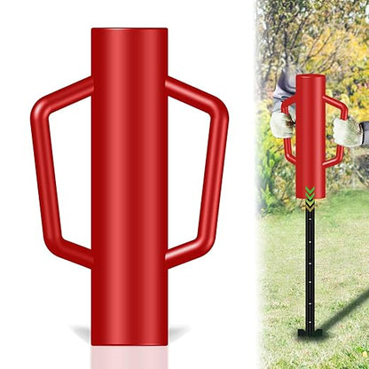 Fence Post Driver with Handle,17LB Hand Post Pounder,3.7 inches Inner Dia. Pole Rammer, Farm Wire Fencing for T Post, U-Channel Sign and Wooden Post, Red