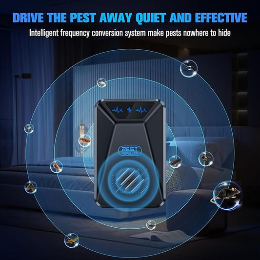 6 Packs Ultrasonic Pest Control Repeller, Electronic Pest Repellent Plug in Indoor for Insect Roaches Spider Ant Bug Mosquito Rat Mouse Repellent for House Home Kitchen Garage (Black)