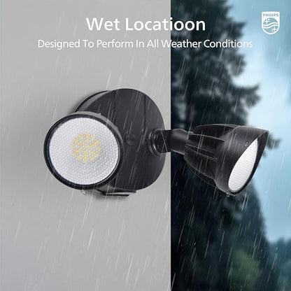 Philips 2 Packs 44W 3500LM ‌LED Security Flood Light‌ ‌Outdoor‌，Switch Controlled Aluminum ‌Security Light‌, 2 Adjustable Heads，5000K Daylight，Wet Location for Patio, Garden, Yard Lights