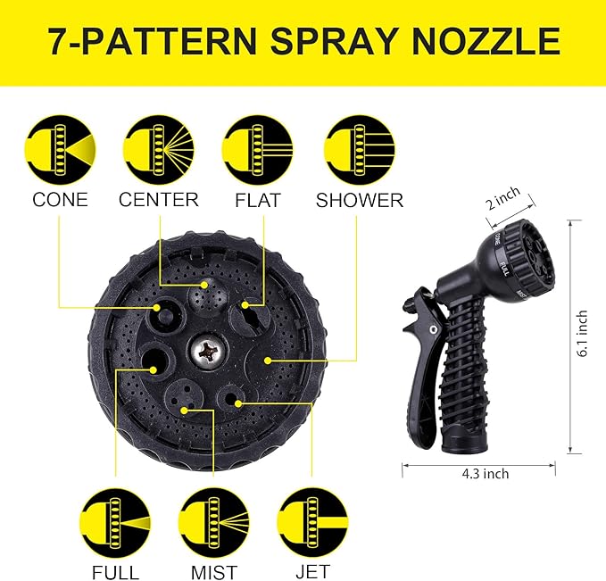 FOXEASE Metal water Hose 25 ft - Stainless Steel Water Hose with 2 Nozzles, Lightweight, Tangle Free & Kink Free, Heavy Duty, High Pressure, Flexible, Dog Proof