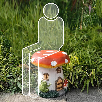 14''H Mushroom House Statue Outdoor Statues Garden Resin Stool Over Sized Sculpture Fairy Forest Pedestal Spring Decor for Home Courtyard Lawn Patio Summer Ornament Indoor Stool