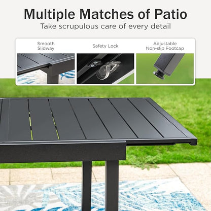 PHI VILLA 7 Piece Patio Dining Set,1 Extendable Dining Table and 6 Swivel Patio Dining Chairs Support 300 lbs for Outdoor Backyard Bistro Furniture Set with Cushion