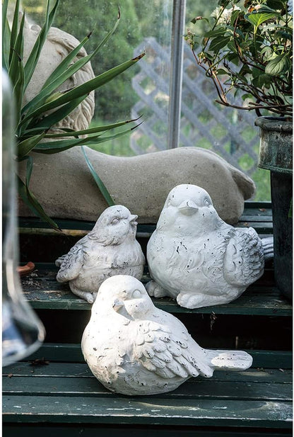 A&B Home Indoor Outdoor Large Vintage Bird Figurine Statue, 15.4 Inch Long, Off White