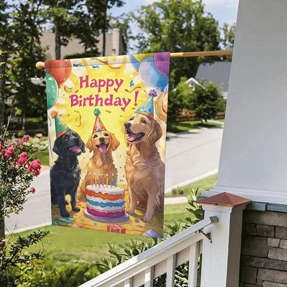 Birthday Dog Garden Flag Vertical Double Sided Outdoor Yard Flags 12.5x18 Inch Burlap Banners Vertical Double Sided for Outdoor Decor Lawn