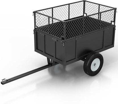 GAOMON Heavy Duty Utility Trailer for ATV/UTV, 750lbs Capacity Garden Dump Cart with 17 Cu. Ft. Bed, Removable Sides, Pneumatic Tires, Hitch Compatible Pull-Behind Yard Cart for Lawn Mower, Tractor