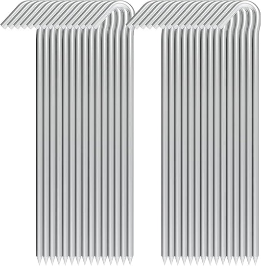 9 Inch Tent Stake Yard Inflatable Stakes Metal Tent Pegs Heavy Duty Ground Stake Fence Hooks Camping Spikes for Canopies, Tarp and Outdoor Christmas Decorations (30)