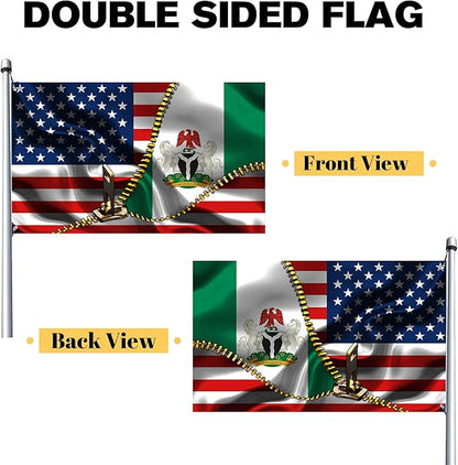 Vintage American America Usa Nigeria Nigerian Flags For Outside Yard 3x5 Ft Double Sided Printed 100d Polyester Lightweight Garden Welcome Outdoor Banner Brass Grommets