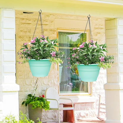 Plant Pots Set of 5, 10" Outside Diameter Flower Planter, 8.5" Inner Diameter Plant Planters with Drainage Hole, Durable Garden Pots Perfect for Indoor & Outdoor Plant Planting, Decor, Blue