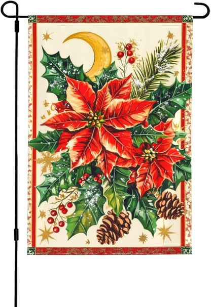 Christmas Garden Flag Vertical Double Sided Outdoor Yard Flags 12.5x18 Inch Burlap Banners for House Lawn