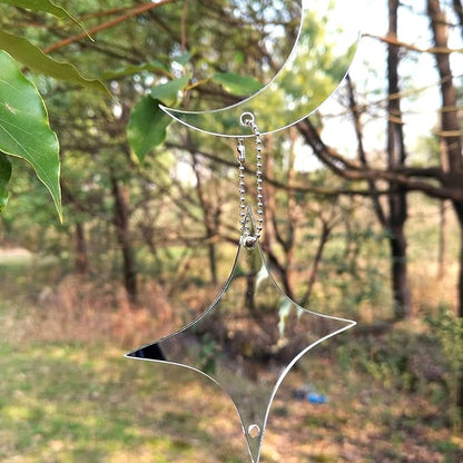 Keep Birds Away Mirror Disc, Hanging Reflectors to Scare Birds Away from Your House and Garden, 16 Moon-Star Discs