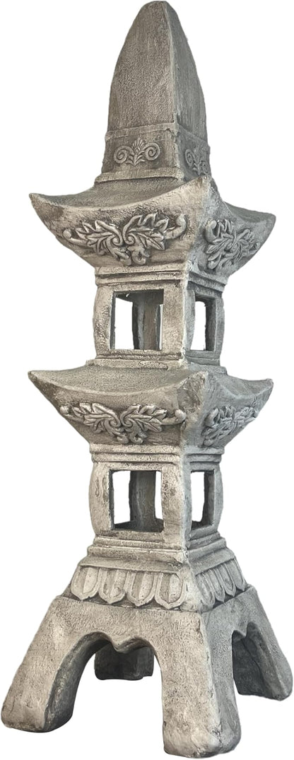 35.5’’High Asian Zen Pagoda Magnesium Oxide Tall Lantern Statue Outdoor Sculpture for Garden Backyard Decor Pagoda Statue Miniature Tower Lantern Landscape Garden Decoration