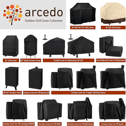 Arcedo 60 Inch Heavy Duty Waterproof BBQ Cover, Fade Resistant Gas Grill Cover, Durable Outdoor Barbecue Protector Compatible for Weber, Char Broil, Nexgrill, Napoleon and More Grills