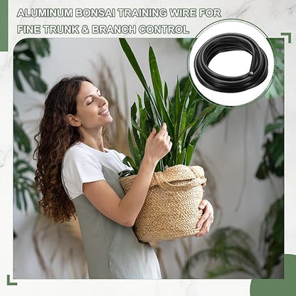 Bonsai Training Wire, 7mm x 9.8 ft Anodized Aluminum Floral Plant Training Wire Bendable Metal Stems Accessories for Gardening Branch Fixing Crafts (Black)