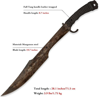 SV Handmade cast Manganese Steel Chopping Blade Sword, Full Tang, Outdoor, Hunting, Camping, Hiking, Survival, with Protective Cover, Multiple Styles to Choose from
