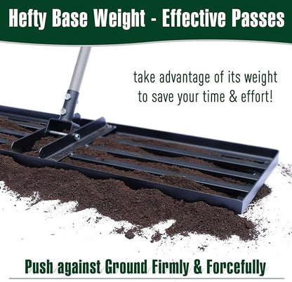 Jardineer Lawn Leveling Rake 45 Inches with 72 Inches Long Handle, Yard Leveling Rakes for Grass Soil, Lawn Leveler Rake Heavy Duty, Ground Dirt Leveler for Yard