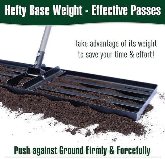 Jardineer Lawn Leveling Rake 45 Inches with 72 Inches Long Handle, Yard Leveling Rakes for Grass Soil, Lawn Leveler Rake Heavy Duty, Ground Dirt Leveler for Yard