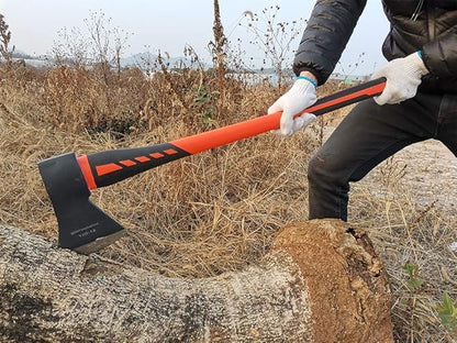 Chopping Axe, Hand Axe, Camp Hatchet for Splitting Kindling and Chopping Branches, Wood Chopping Axe 5.5 lb with 36-in Fiberglass Handle