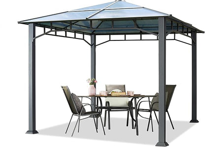 TOOLPORT Hardtop Gazebo 10x10 ft with Aluminum Frame and Approx. 8 mm Polycarbonate Roof
