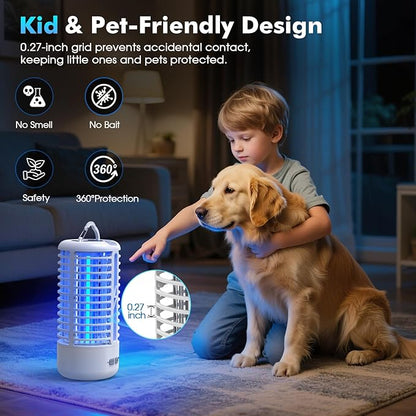 Rechargeable Bug Zapper（2 Pack）, Portable Electric Mosquito Killer for Indoor & Outdoor, Fly Trap for Camping, Patio, Garden, Kitchen, and Porch(White)