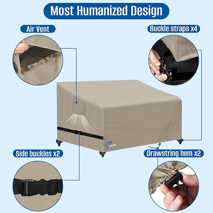 SIRUITON 2-Seat Garden Patio Sofa/Loveseat/Bench Cover 58" W x 32.5" D x 31" H,Heavy Duty 420D Oxford Waterproof Outdoor Sofa Cover, Lawn Patio Furniture Covers