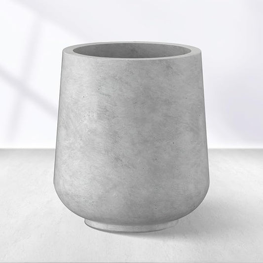 Kante 11.6" Dia Round Concrete Planter, Outdoor Indoor Large Plant Pots Containers with Drainage Hole and Rubber Plug for Home Garden Patio, Gray Concrete
