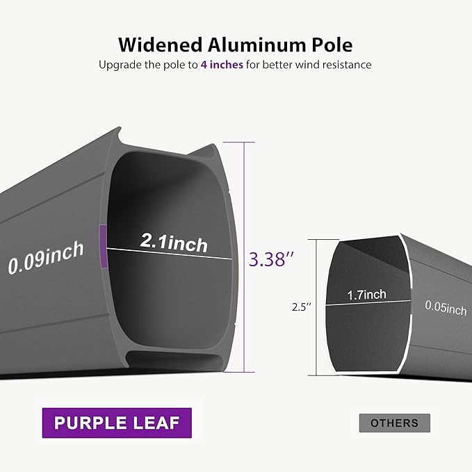 PURPLE LEAF Cantilever Umbrella with Base Included 10' X 13' Outdoor Double Top Large Rectangle Umbrella Heavy Duty 360° Rotation Offset Sun Shade for Garden Patio Deck Pool Canvas Natural
