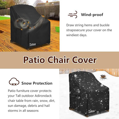 Patio Chair Cover 2 Pack(30W x 34D x 36Hinches),Waterproof Heavy Duty Outdoor Furniture Covers for Patio Adirondack Chair,Black