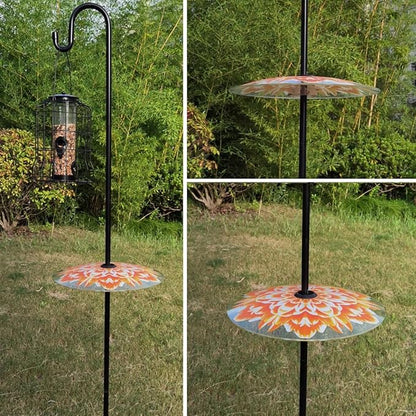 13" Glass Rain Guard for Bird Feeder Outdoors - Pack of 2PC X Baffle on Shepherd Pole/Post or S Hook Hanging - Large Weather Guard Protective Dome - Dia. 33CM - Flower Daisy