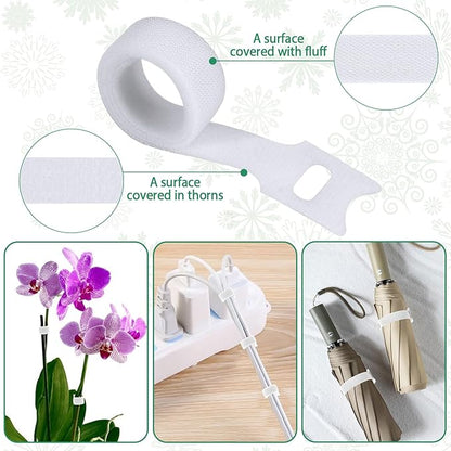 100 Pcs Christmas Garland Ties 12Inch Adjustable Holiday Garland Twist Ties for Holiday Christmas Halloween Tree Wreath Party Yard Wall Doorway Reusable Nylon Garden Cable Straps Decoration(White)