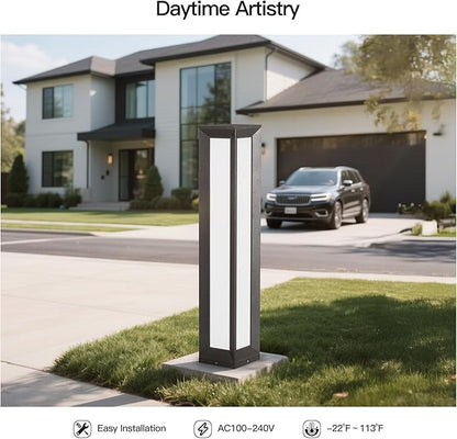 Outdoor Pathway Lights, 31.5" Landscape Path Light Wired, High Voltage Modern Bollard Lighting Fixture, Waterproof Driveway Floor Lamp Patio Lawn Walkway LED Lantern for Yard Backyard Pool Garden
