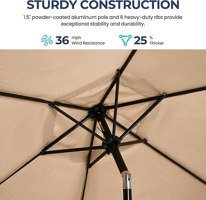 SUNVIVI OUTDOOR Outdoor Patio Umbrella, Patio Umbrella, Market Umbrella, Large Outdoor Umbrella, Metal Pole Umbrella with Push Button Tilt and Crank, Polyester Canopy