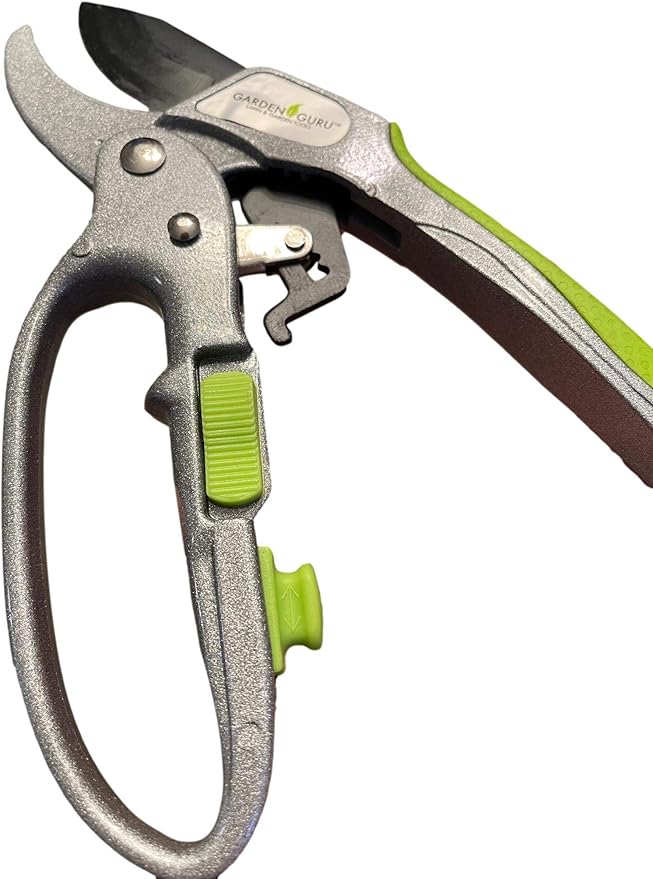 Garden Guru Ratchet Pruning Shears - Professional Garden Clippers with Ergonomic Grip and Brush - Makes Tough Cuts Easy (4 Pack)