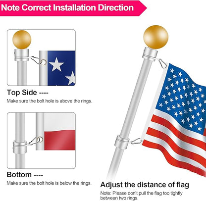 1" Flag Pole Rings, 2 Pcs Anti Wrap Flag Pole Clips Swivels, 360° Rotating Flagpole Flag Mounting Rings, Aluminum Alloy Spinning Flag Pole Kit Parts for 0.75-1.02" Diameter (1 Inch, Silver)