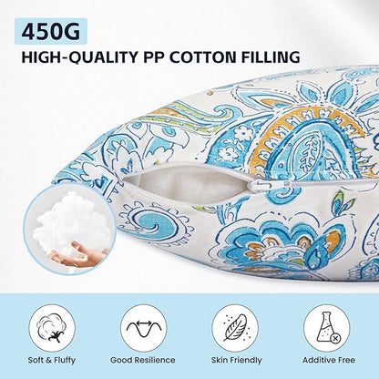 Outdoor Lumbar Pillows Waterproof Covers 2 Pack 12×20 Inch, Decorative Toss Pillows Covers, Rain-Proof, Fade Resistant for Patio Furniture, Sofa, Couch, Garden
