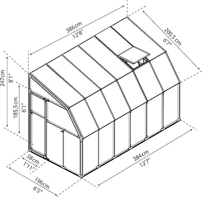 Palram Canopia Rion Sun Room 6 Ft. x 12 Ft. Solarium, Lean-to Greenhouse DIY Kit, Attach to House, Large Twin Wall Polycarbonate, 100% UV Protection for Porch, Patio Outdoors with Window Vent (White)