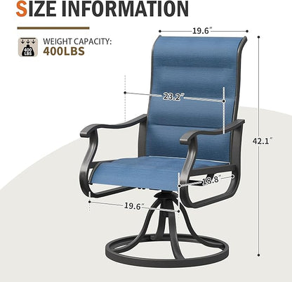 UDPATIO Patio Swivel Dining Chairs Set of 4, Outdoor Dining Chairs High Back with Padded All Weather Breathable Textilene, Metal Rocking Frame for Lawn Garden Backyard, Navy