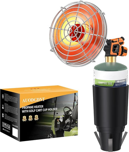 Golf Cart Heater,9,200BTU Portable Propane Heater with Self Ignitor,with Golf Cart Cup Holder for EZGO Yamaha Club Car,Most Golf Cart(Fuel Cylinder not included)