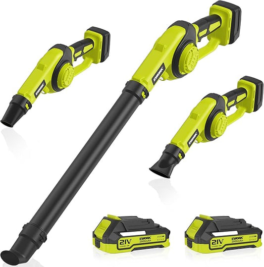 EWORK Small Leaf Blower Cordless 21V Powerful 200 MPH Mini Electric Leaf Blower with Battery and Fast Charger, Lightweight Leaf Blowers for for Lawn Care, Patio, Blowing Leaves