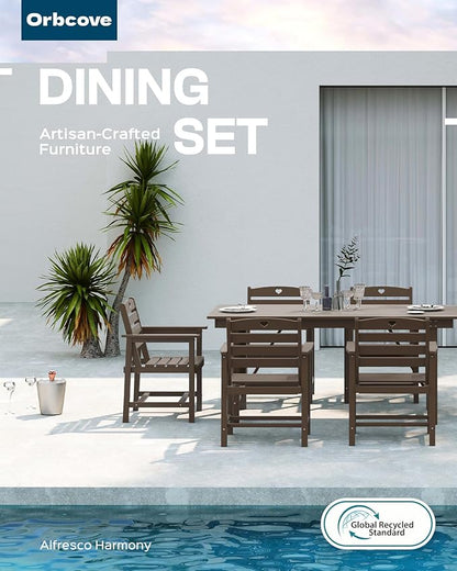 HDPE 2-Piece Outdoor Dining Chairs, Weather-Resistant Heart-Cutout Design Patio Dining Chairs, Outdoor Furniture for Lawn, Patio, Porch, Deck, Poolside, Yard (Mahogany)