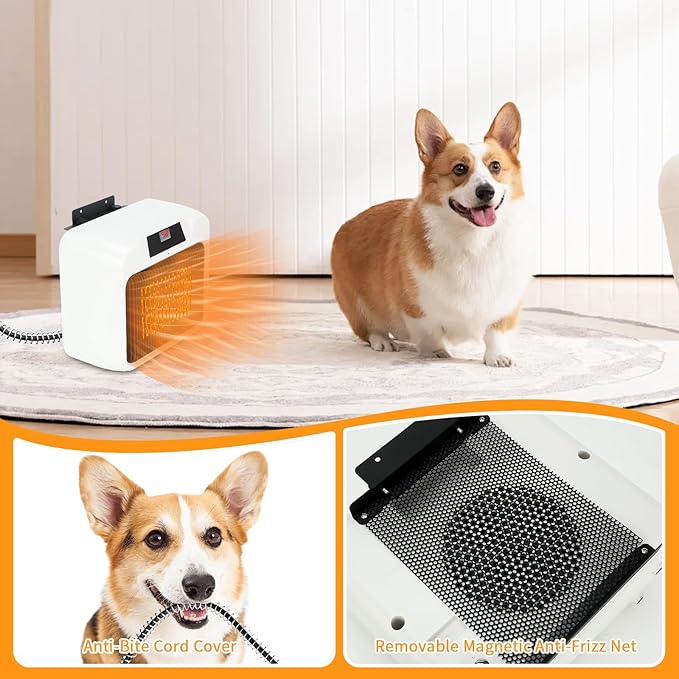 Rypet Large Dog House Heater with Thermostat, 300W/600W Safe Heater for Dog House Outdoor with 6 Ft Anti Chew Cord, Wall Mounted Dog Kennel Heated Electric Warmer for Most Dog Houses