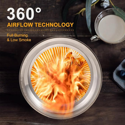 9.7 x 7.1 Inch Tabletop Fire Pit by AmazStove, Low Smoke Camping Stove for Outdoor Safe Burning Firepits, Fueled Pellets or Wood, Travel Bag Included (Silver, 9.7 x 7.1 INCH)