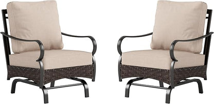 Rocking Patio Sofa Chairs - 2 PCS Outdoor Rocking Armchairs, Patio Seating with High Back Deep Seat for Porch Deck Balcony