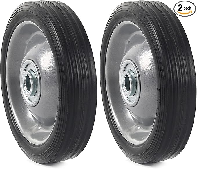 AR-PRO (2-Pack) 5" x 1.2" Flat Free Solid Rubber Wheel Assemblies - Replacement Hand Truck Wheels with Ball Bearings and 1/2" Bore Hole Diameter - Heavy-Duty Solid Rubber Tire 88 lbs Load Capacity