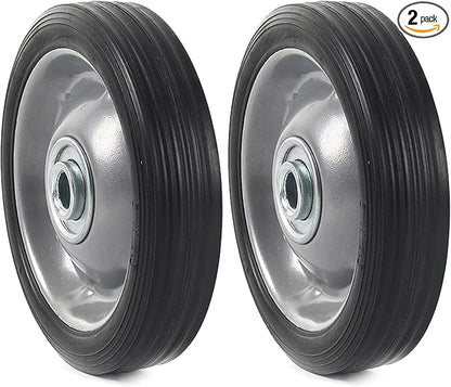 AR-PRO (2-Pack) 5" x 1.2" Flat Free Solid Rubber Wheel Assemblies - Replacement Hand Truck Wheels with Ball Bearings and 1/2" Bore Hole Diameter - Heavy-Duty Solid Rubber Tire 88 lbs Load Capacity