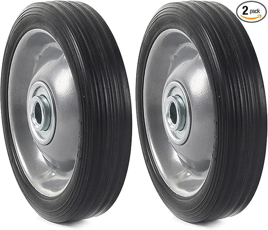 AR-PRO (2-Pack) 5" x 1.2" Flat Free Solid Rubber Wheel Assemblies - Replacement Hand Truck Wheels with Ball Bearings and 1/2" Bore Hole Diameter - Heavy-Duty Solid Rubber Tire 88 lbs Load Capacity