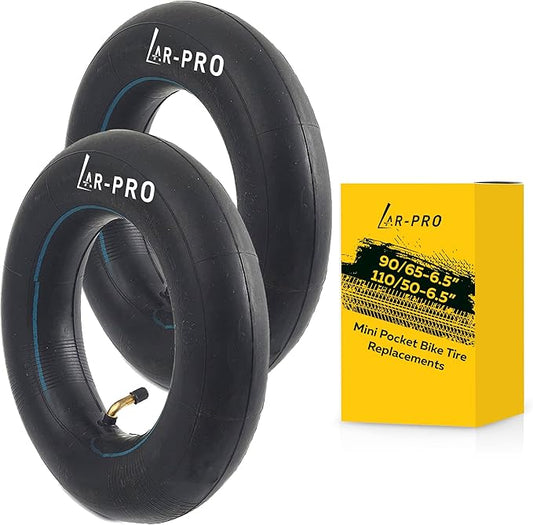 (2-Pack) Replacement Front or Rear Inner Tubes for 90/65-6.5” and 110/50-6.5” Mini Pocket Bike Tires - Fits Most 38cc, 47cc, and 49cc Mini Pocket Bikes - Compatible with MTA1/MTA2, GP-RSR, and More
